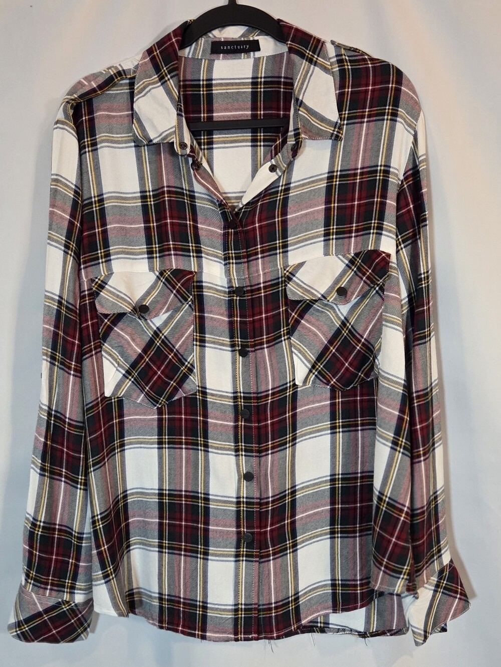 Sanctuary Boyfriend Tartan Plaid Flannel Shirt Size Small